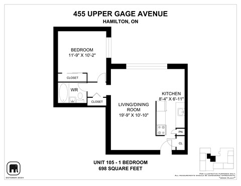 A floor plan for a unit at 455 Upper Gage Avenue in Hamilton, Ontario.